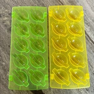 Green and Yellow Ice Molds with Fruit Slice Slots